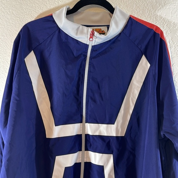 MY HERO ACADEMIA Windbreaker Blue/White Jacket Japanese Full Zip With Pockets XL - Picture 2 of 8